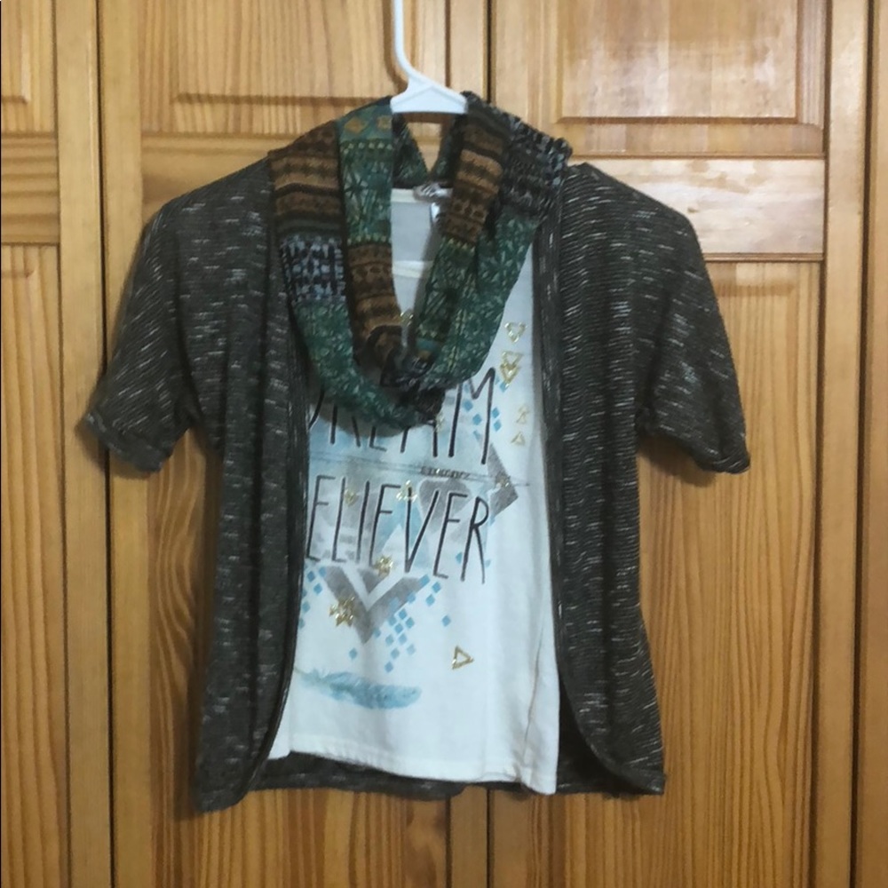 Girl’s size small top with jacket and scarf